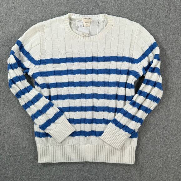 Crewcuts J.Crew Girls Striped Cable-Knit Sweater Girls Medium (8/9) Crew Neck - Picture 1 of 8